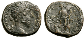 MARC'AURELIO (161-180) Dupondio (g. 16,36) Busto rad. a ds. R/ Salus stante a sn. C. 549; RIC 982. AE RARO +BB