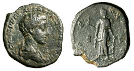 COMMODO Caesar (166-177) Asse (g. 11,93) COMMODO CAES AVG FIL GERM SARM, Testa nuda con busto drapp. a ds. R/ SPES PVBLICA, Spes in cammino verso sn. ...