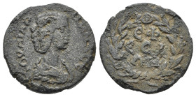 GIULIA DOMNA (Augusta, 193-217). Ionia, Efeso. AE (g 4,25). Busto diademato a destra. R/ Etnico su tre righe entro corona di alloro. RPC V.2 online - ...