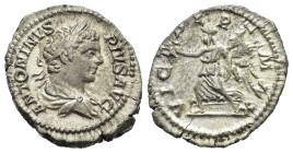 CARACALLA (198-217). Denario per Roma. AR (g 3,50). Busto laureato e drappeggiato a destra. R/ Vittoria avanza a sinistra, con corona e ramo di palma....
