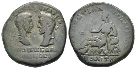 MACRINO e DIADUMENIANO (217-218). Mesia Inferiore, Marcianopolis. Pentassarion. AE (g 11,16). Pontianus, magistrato. Teste affrontate di Diadumeniano,...
