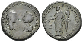 ELAGABALO e GIULIA MESA (218-222). Mesia Inferiore, Marcianopolis. Pentassarion. AE (g 10,38). Julius Antonius Seleucus, magistrato. Busti affrontati ...