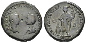 ELAGABALO e GIULIA MESA (218-222). Mesia Inferiore, Marcianopolis. Pentassarion. AE (g 11,17). Julius Antonius Seleucus, magistrato. Busti affrontati ...