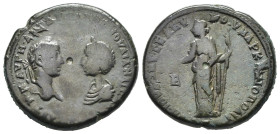 ELAGABALO e GIULIA MESA (218-222). Mesia Inferiore, Marcianopolis. Pentassarion. AE (g 12,30). Julius Antonius Seleucus, magistrato. Busti affrontati ...