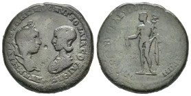 ELAGABALO e GIULIA SOEMIA (218-222). Mesia Inferiore, Marcianopolis. Pentassarion. AE (g 13,16). Julius Antonius Seleucus, magistrato. Busti affrontat...
