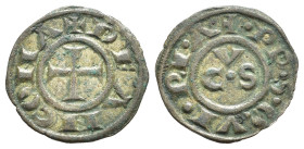 ANCONA. Repubblica (sec. XIII) Denaro. MI (g 0,59). Croce R/ Lettere CVS a triangolo. Biaggi 42. qSPL