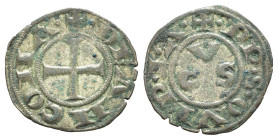 ANCONA. Repubblica (sec. XIII) Denaro. MI (g 0,60). Croce R/ Lettere CVS a triangolo. Biaggi 42. qSPL