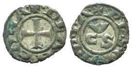 ANCONA. Repubblica (sec. XIII) Denaro. MI (g 0,68). Croce R/ Lettere CVS a triangolo. Biaggi 42. qSPL