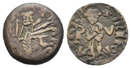 CATTARO. Protettorato veneziano (1369-1370). Paolo Valaresso (1508-1510). Follaro. AE (g 1,38). S. Trifone stante di fronte, con ramo di palma. R/ Leo...