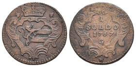 GORIZIA. Maria Teresa d'Asburgo (1740-1780). Soldo 1767-G. CU (g 2,46). Scudo coronato. R/ Valore e data entro cartella. MIR 150x. qBB