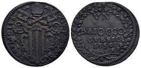 GUBBIO. Stato Pontificio. Benedetto XIV (1740-1758). 1 Baiocco 1750. CU (g 11,47). Stemma sormontato da tiara e chiavi decussate. R/ Nominale, zecca e...