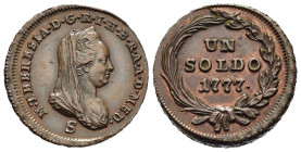 MILANO. Maria Teresa d'Asburgo (1740-1780). 1 Soldo 1777-S per Schmollnitz. CU (g 7,88). Busto velato a destra; segno di zecca sotto. R/ Valore e data...
