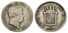 NAPOLI. Regno delle Due Sicilie. Ferdinando II (1830-1859). Carlino 1834 "da 10 grana del 4° tipo" Ag. Gig. 146. Magl. 630. R3. MB