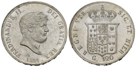 NAPOLI. Regno delle Due Sicilie. Ferdinando II (1830-1859). Piastra 1856 "da 120 grana del 6° tipo" Ag. Gig. 87. Magl. 566. C. SPL-FDC