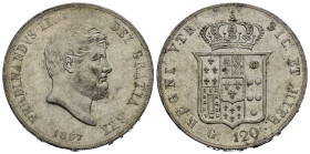 NAPOLI. Regno delle Due Sicilie. Ferdinando II (1830-1859). Piastra 1857 "da 120 grana del 6° tipo" Ag. Gig. 88. Magl. 567. C. SPL