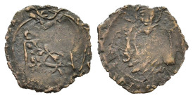 ROMA ? (Macerata o Viterbo ?). Stato Pontificio. Sisto IV (1471-1484). Picciolo. MI (g 0,27). Stemma sormontato da tiara e chiavi decussate. R/ Busto ...