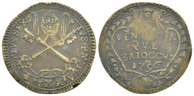ROMA. Stato Pontificio. Pio VI (1775-1799). 25 Baiocchi 1796, anno XXI - Falso d'epoca. MI (g 6,78). Grandi chiavi decussate e legate da due cordoni, ...