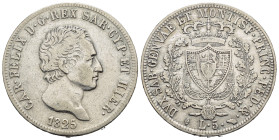 Regno di Sardegna. Carlo Felice (1821-1831). 5 lire 1825 T Ag. Gig. 42. C. MB/qBB