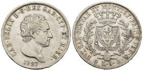 Regno di Sardegna. Carlo Felice (1821-1831). 5 lire 1827 G Ag. Gig. 45. C. BB