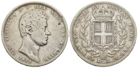 Regno di Sardegna. Carlo Alberto (1831-1849). 5 lire 1832 G Ag. Gig. 55. C. MB/BB