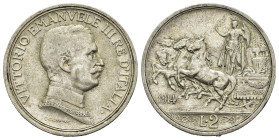 Regno d'Italia. Vittorio Emanuele III (1900-1943). Roma. 2 lire 1914. AR 10 g , 27 mm. D/ VITTORIO EMANUELE III RE D'ITALIA, TESTA A DESTRA. R/ l'Ital...