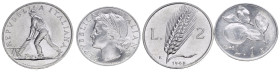 Repubblica Italiana. 1 lira 1948 - 2 lire 1948. Lotto di 2 monete FDC