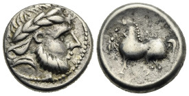 Middle Danube. Uncertain Celtic Tribe. Kugelwange ohne Ringel Type Tetradrachm, imitating Philip II of Macedon. Circa 2nd century BC (Silver, 22.37 mm...