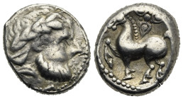 Eastern Europe. Uncertain Celtic Tribe. Ornamentreiter Type Tetradrachm, imitating Philip II of Macedon. Circa 2nd century BC (Silver, 20.9 mm, 12.08 ...