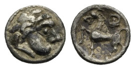 Eastern Europe. Uncertain Celtic Tribe. Kugelwange Type Obol, imitating Philip II of Macedon. Circa 3rd - 2nd centuries BC (Silver, 9.05 mm, 0.42 g). ...