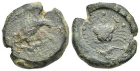 Sicily. Akragas. Hemilitron. Circa 415-406 BC (Bronze, 24.45 mm, 15.02 g). [AKPA], Eagle standing right, with spread wings and dead hare in its talons...