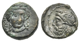 Sicily. Gela. Bronze. Circa 339-310 BC (Bronze, 13.09 mm, 2.74 g). ΓΕΛΩI / [ΩΝ], Wreathed head of Demeter with necklace, facing slightly right. Rev. W...