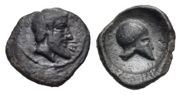 Sicily. Himera. Litra. Circa 470-450 BC (Silver, 10.48 mm, 0.67 g). Bearded male head right. Rev. Corinthian helmet right. Rizzo pl. XXI, 13. SNG Lloy...
