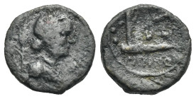 Sicily. Kentoripai. Sextans. Circa 211-190 BC (Bronze, 14.37 mm, 2.02 g). Wreathed and draped bust of Demeter right, ear of grain behind. Rev. [KENTO]...