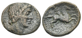 Sicily. Morgantina. Unit struck under The Hispani. Circa 212-211 BC (Bronze, 21.29 mm, 6.46 g). [C SIC LIVN], Male head right. Rev. [HISPANORVM], Warr...