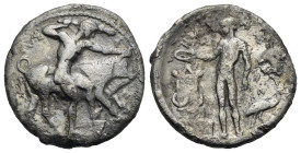Sicily. Selinous. Didrachm. Circa 455-440 BC (Silver, 22.56 mm, 7.86 g). Σ[EΛINONT]IOΣ, Youthful Herakles standing right, brandishing club and graspin...