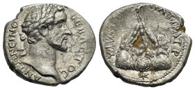 Cappadocia. Caesarea-Eusebia. Antoninus Pius, 138-161. Didrachm. Circa AD 139 (Silver, 22.24 mm, 6.38 g). ANTΩNEINOC - CEBACTOC, Laureate head right. ...