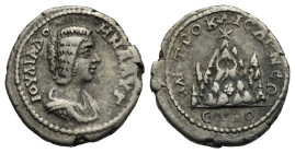 Cappadocia. Caesarea-Eusebia. Julia Domna. Drachm struck under her husband Septimius Severus. AD 211 - year 19 (Silver, 18.64 mm, 3.26 g). IOYΛIA ΔO -...