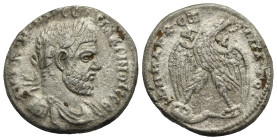 Seleucis and Pieria. Antioch. Macrinus, 217-218. Tetradrachm. Circa 217-218 (Billon, 25.90 mm, 13.41 g). ΑΥΤ Κ Μ ΟΠ ϹЄ ΜΑΚΡΙΝΟϹ ϹЄΒ, Laureate, draped ...