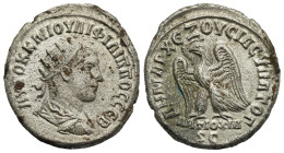 Seleucis and Pieria. Antioch. Philip II, 247-249. Tetradrachm. AD 247-248 (Billon, 25.06 mm, 10.14 g). ΑΥΤΟΚ Κ Μ ΙΟΥΛΙ ΦΙΛΙΠΠΟC CΕΒ, Radiate, draped, ...