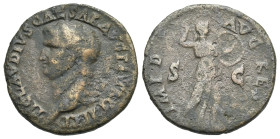 Claudius, 41-54. Restitution As struck under Domitian. Rome. AD 81-82 (Bronze, 25.42 mm, 8.28 g). TI CLAVDIVS CAESAR AVG P M TR P IMP P P, Bare head l...