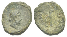 Domitian to Antoninus Pius. Quadrans. Rome. Circa AD 81-161 (Bronze, 13.73 mm, 2.39 g). Diademed head of Jupiter right. Rev. S - C, Eagle standing rig...