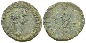Nerva, 96-98. Dupondius. Rome. AD 97 (Bronze, 25.54 mm, 10.43 g). IMP NERVA CAES AVG P M TR P II COS III P P, Radiate head right. Rev. LIBERTAS - PVBL...