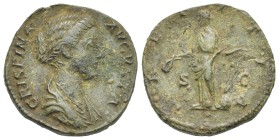 Crispina. As struck under her husband Commodus. Rome. AD 178-182 (Bronze, 24.17 mm, 8.73 g). CRISPINA - AVGVSTA, Draped bust right. Rev. LAETITIA / S ...