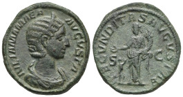 Julia Mamaea. Sestertius struck under his son Severus Alexander. Rome 222-235 (Bronze, 30.30 mm, 20.92 g) IVLIA MAMAEA AVGVSTA, Diademed and draped bu...