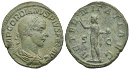 Gordian III, 238-244. Sestertius. Rome. AD 240-244 (Bronze, 29.75 mm, 19.02 g). IMP GORDIANVS PIVS FEL AVG, Laureate, draped and cuirassed bust right....