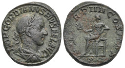 Gordian III, 238-244. Sestertius. Rome. AD 241 (Bronze, 28.60 mm, 23.51 g). IMP GORDIANVS PIVS FEL AVG, Laureate, draped and cuirassed bust right. Rev...
