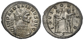 Aurelian, 270-275. Antoninianus. Cyzicus. AD 270-275 (Bronze, 24.15 mm, 3.97 g). IMP AVRELIANVS AVG, Radiate and cuirassed bust right. Rev. IOVI CON -...
