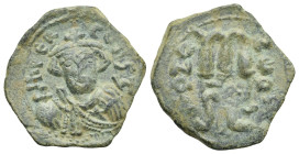 Constans II, 641-668. Follis. Syracuse (Bronze, 25.13 mm, 4.39 g). IҺPER COҺSt, Bust facing, wearing crown and chlamys, holding globus cruciger. Rev. ...