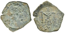 Constans II, 641-668. 40 Nummi. Syracuse (Bronze, 26.13 mm, 4.81 g). Constans, holding long cross, and Constantine, holding globus cruciger, standing ...