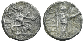Roman, circa 1st - 2nd centuries AD. Tessera (Lead, 19.58 mm, 2.5 g). TAR, Vesta seated right. Rev. TIAC, Female figure (Juno or Roma) standing right....